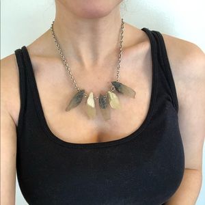 Gray Rock Crystal Statement Necklace